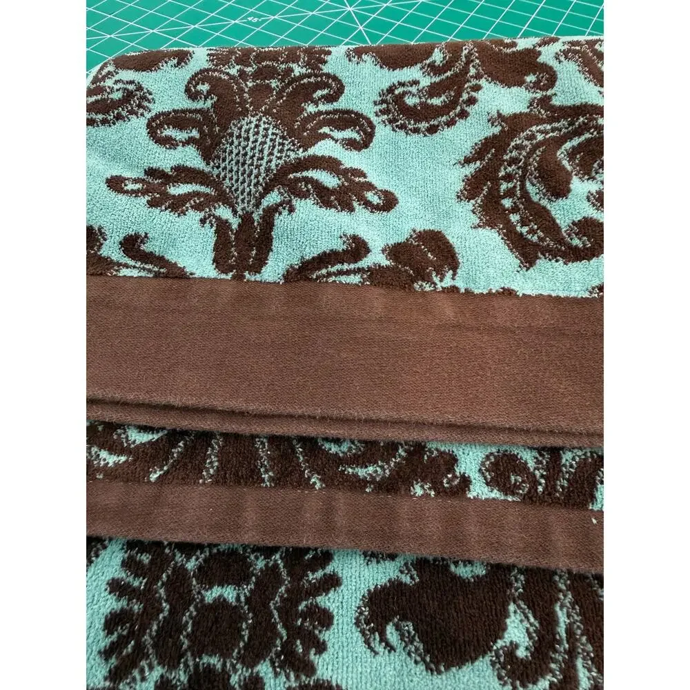 BIANCA Exclusive Portugal Damask Bath Towel 100% Cotton Blue Brown 48x27 Luxury